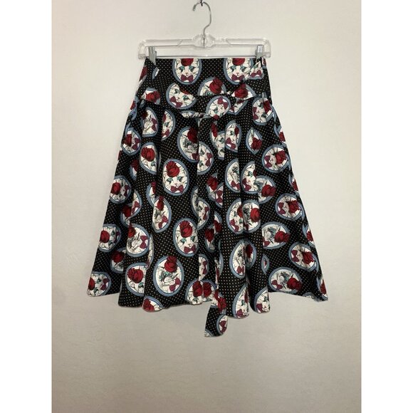 BELSIRA Knee-Length Circle VINTAGE Skirt with Waist‎ Ties Cat Print Rockabilly - Picture 7 of 11
